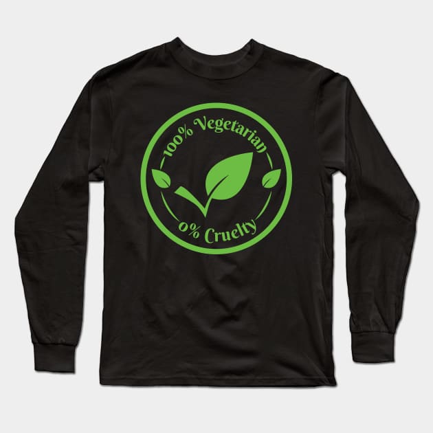 Vegan logo icon stamp seal 100% Vegetarian 0% Cruelty in circle Long Sleeve T-Shirt by FOGSJ